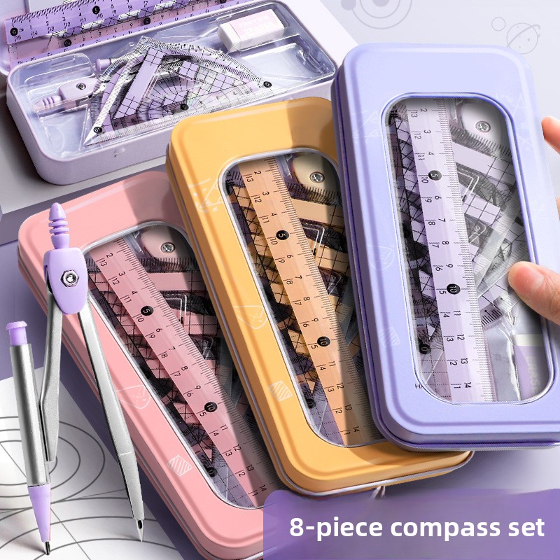 8-częściowy zestaw narzędzi ge – Math Geometry Set With Compass recenzja i cena